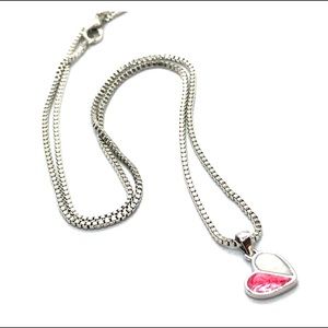 925 Silver Enameled Heart Necklace